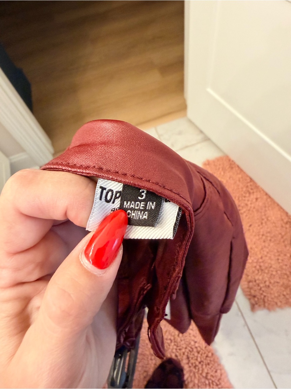 Topshop Skinny Coated Jumpsuit Pants in Deep Burgundy - Picture 3 of 3